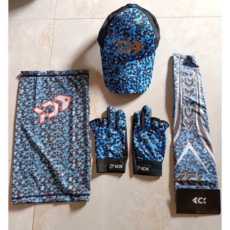 Combo 4 món : Mũ câu cá + găng tay+quấn cổ+ ống tay thương hiệu DAWA