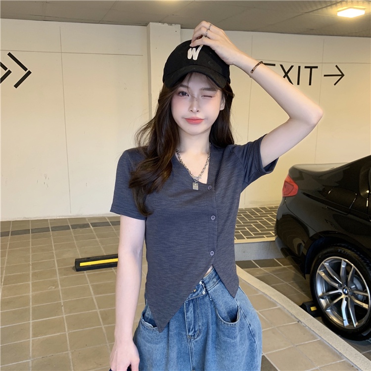 NZN Áo Thun Tay Ngắn Dáng Ôm Thiết Kế Độc Đáo Thời Trang Mùa Hè Xinh Xắn Cho Nữ