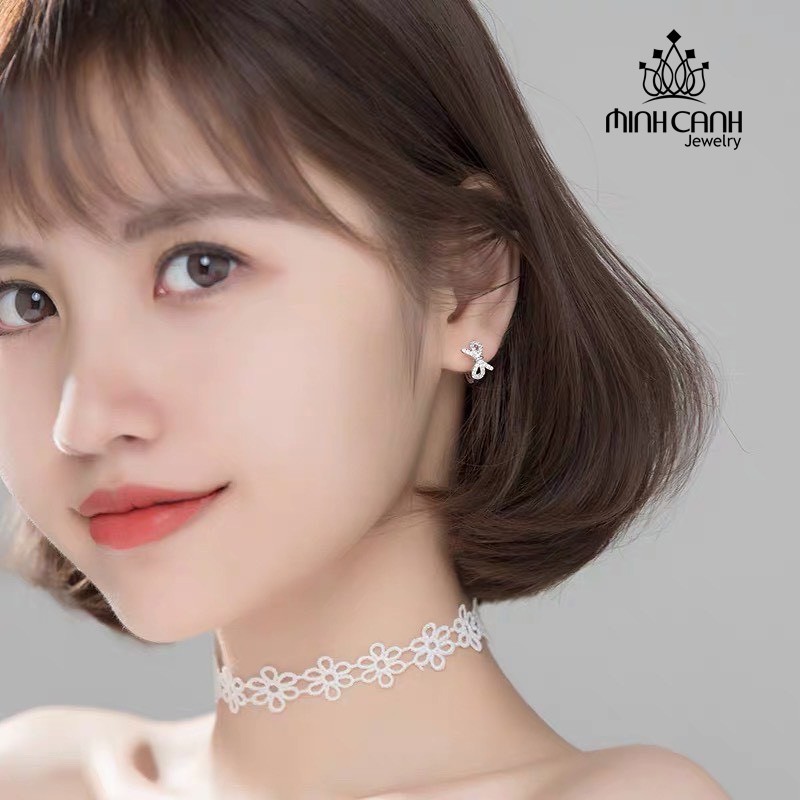 Khuyên Tai Bạc Hình Nơ Khóa Gài - Minh Canh Jewelry