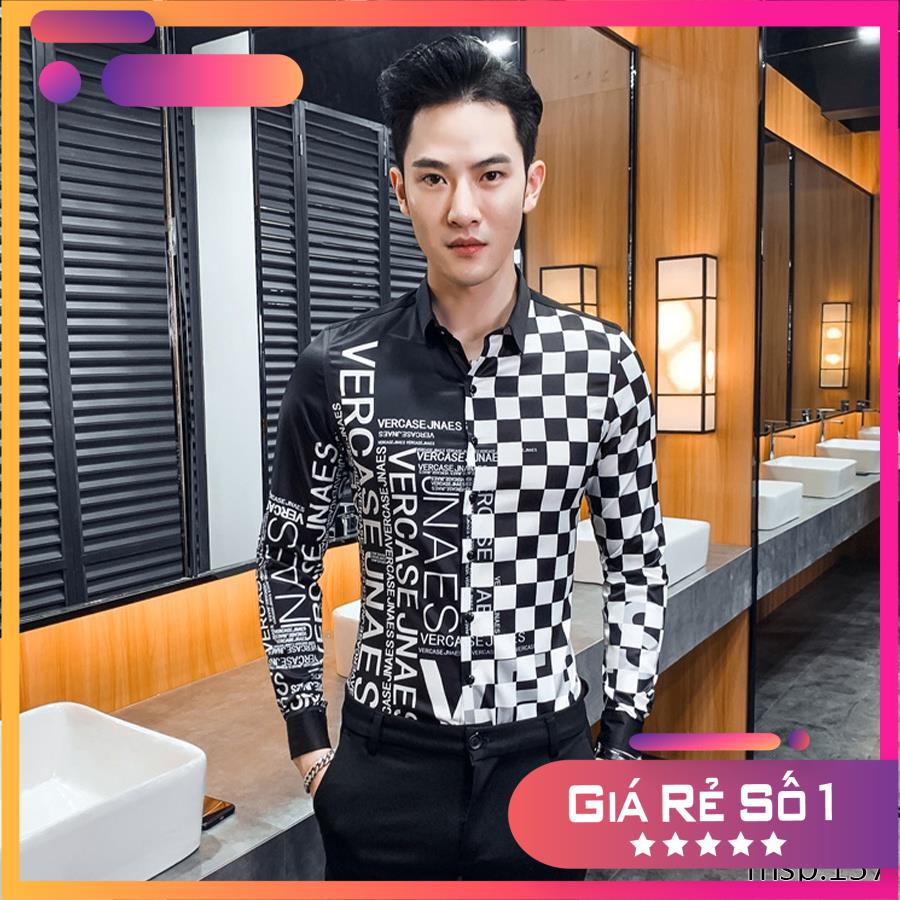 Áo sơ mi phối caro đen trắng Vercase TSM mã 137 | BigBuy360 - bigbuy360.vn