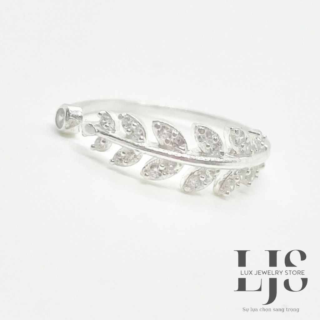 Nhẫn nữ bạc 925 Lux Jewelry, nhẫn nữ hở hình bông lúa đính đá - LUX970