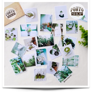 Set 21 sticker nhãn dán ảnh phong cách Instagram (Màu Xanh lá) trang trí Scrapbook/Planner