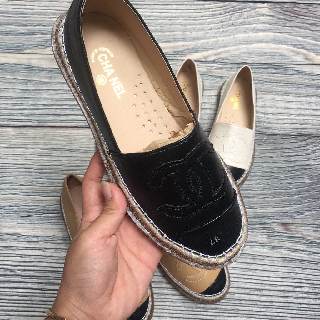 Giày Lười Nữ, Slip on da đế cói Mẫu Quốc Dân Tổ Kiến Vàng L009 | BigBuy360 - bigbuy360.vn