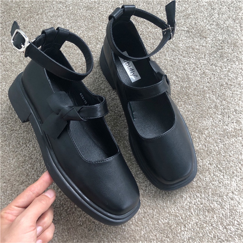Leather Shoes2021Autumn New Ankle-Strap Buckle Mary Jane Shoes Versatile Loafers