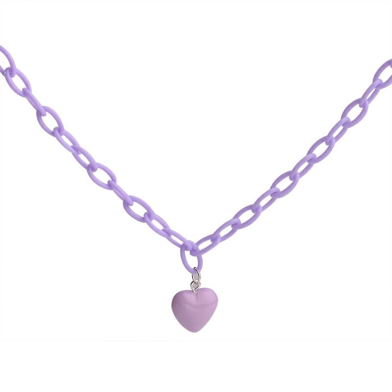 Dây chuyền 22413 mặt trái tim màu sắc cầu vồng bằng acrylic phong cách Hyuna thời trang Nhật Hàn độc đáo dễ phối đồ