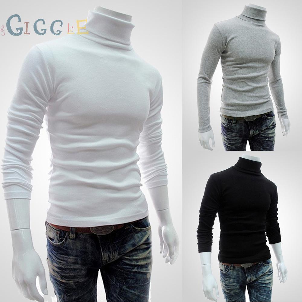 Mens Slim Turtleneck Long Sleeve Tops Pullover Warm Stretch Knitwear Sweater  hot sale readystock 2021