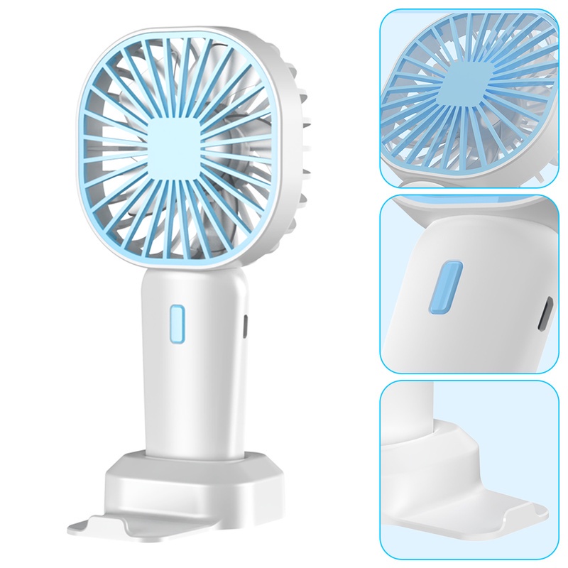 Quạt Làm Mát Mini Cầm Tay Sạc USB Có Giá Đỡ Điện Thoại Cho Học Sinh/Văn Phòng/Ngoài Trời
