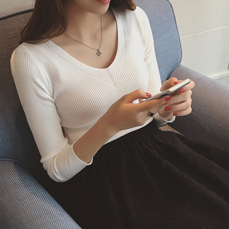 Áo len nữ cổ tim trẻ trung, len mịn hàng Quảng Châu loại 1