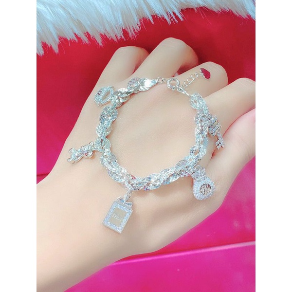 Lắc Tay Nữ Mix Charm 05 Món Mạ Bạch Kim Cao Cấp Cực Bền Y Vàng Thậ..t - Lokalo - Bảo Hành 06 Tháng Mang Thoải Mái 120