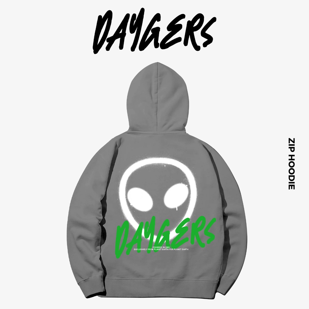 Áo SPRAYED Alien Zip Hoodie - Áo khoác nỉ dây kéo nam nữ unisex form rộng, nỉ chân cua cao cấp - Local brand Daygers