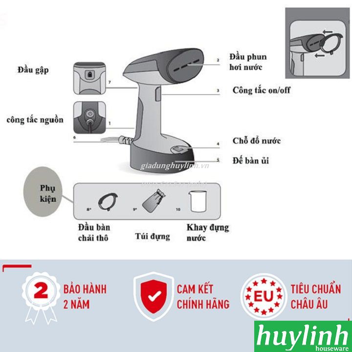 [Mã ELHAMS5 giảm 6% đơn 300K] Bàn ủi hơi nước cầm tay Tefal DT3030E0 - 1300W