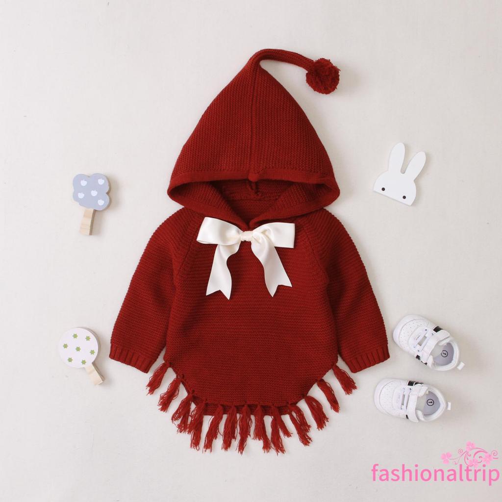 Áo choàng dệt kim tay dài đính nơ thời trang thu đông cho bé gái
 | BigBuy360 - bigbuy360.vn