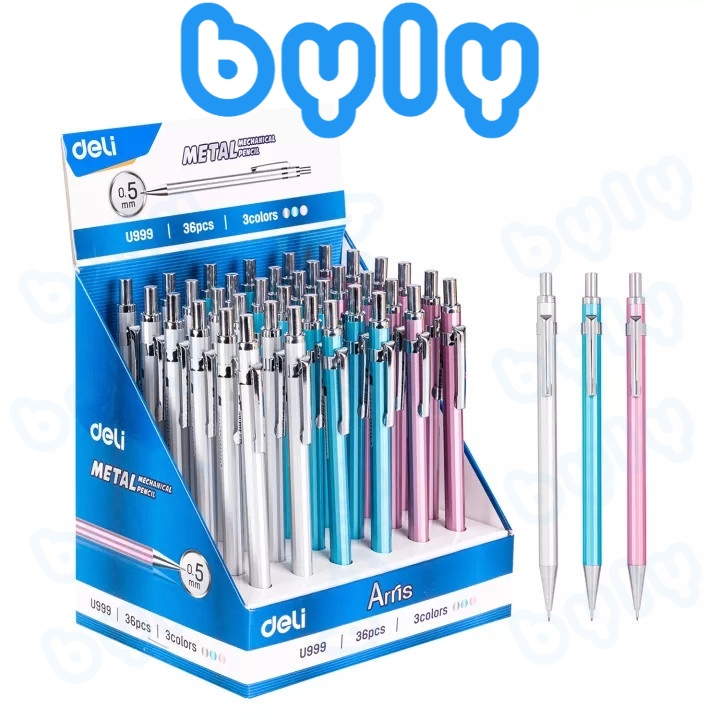 Bút chì kim bấm ngòi 0.5mm vỏ kim loại Deli U999 - ByLy Store