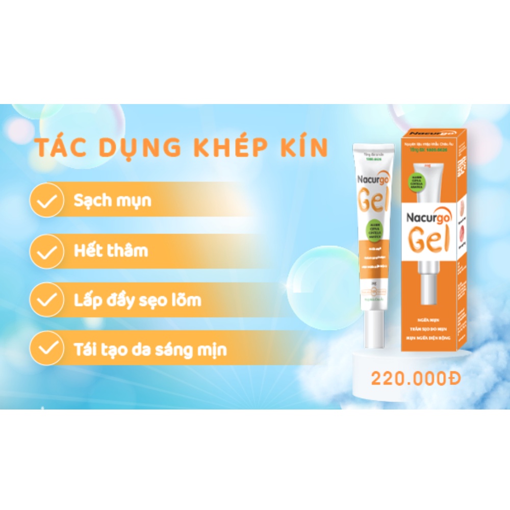 Nacurgo Gel – Mờ-Phẳng Sẹo Lồi, Lõm Do Vết Thương Mụn, Kiểm Soát Mụn, Viêm Nang Lông
