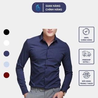 Áo sơ mi nam dài tay Babibo cổ bẻ, áo sơ mi vải lụa nến không nhăn không xù cao cấp BBS2