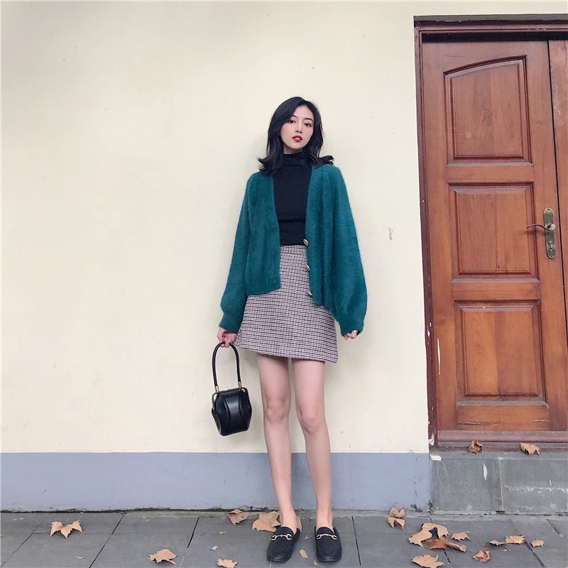 Áo khoác Cardigan dệt kim cổ chữ V form rộng phong cách Hàn Quốc | BigBuy360 - bigbuy360.vn