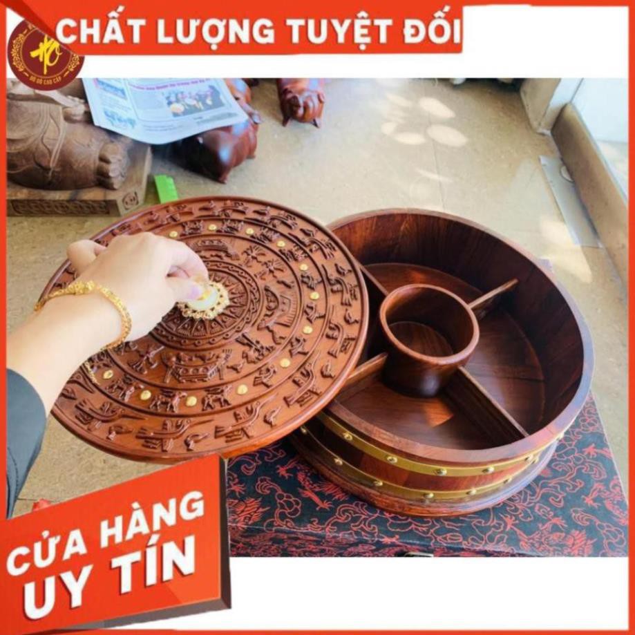 Khay Đựng Bánh Kẹo Mứt Tết Bằng Gỗ Trống Đồng Đông Sơn Gỗ Hương