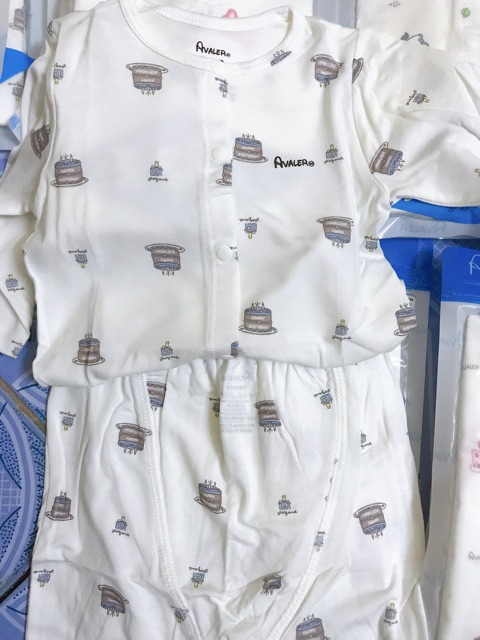 {Hà Nam/Avaler} Bộ cài thẳng dài tay hoạ tiết sợi tre Avaler size nb đến 6-9m