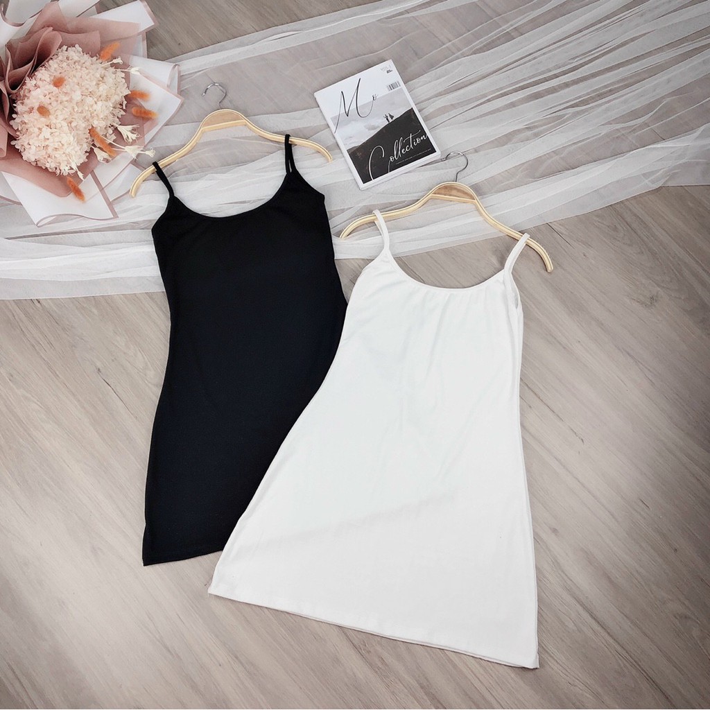 Đầm Trơn 2 Dây CHất Thun Mềm MẠi