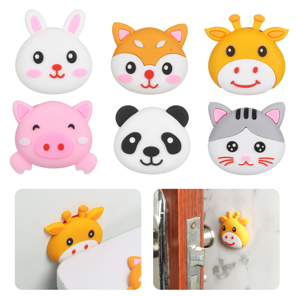 Miếng đệm dán chặn tay cầm cửa bằng silicone dày dặn kiểu dáng hoạt hình chống va chạm an toàn