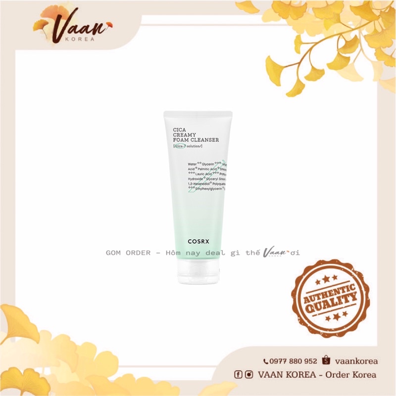 Sữa rửa mặt Cosrx CICA CREAMY FOAM CLEANSER 150ML