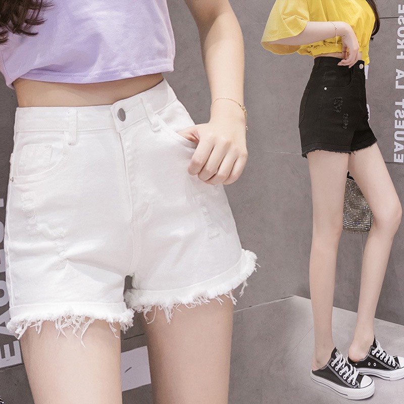 Quần short nữ DOVOHA [HÀNG QUẢNG CHÂU] vải kaki co dãn 2 màu trắng đen cạp cao tôn dáng QS01