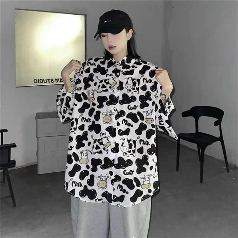 Sơ mi 3D tay lửng bò sữa in full toàn thân unisex cryaotic10