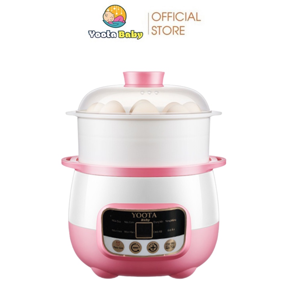 Nồi Nấu Cháo Chậm Cho Bé 0.8L Chưng Cách Thủy Ninh Hầm Đa Năng 2 Tầng Yoota Baby- Bảo Hành 1 Năm
