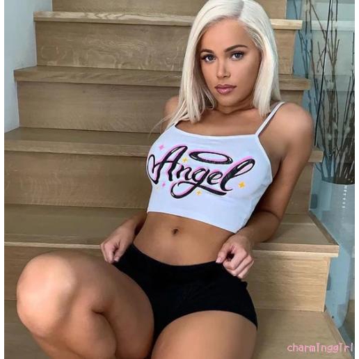 Áo croptop mỏng in họa tiết chữ quyến rũ gợi cảm cho nữ