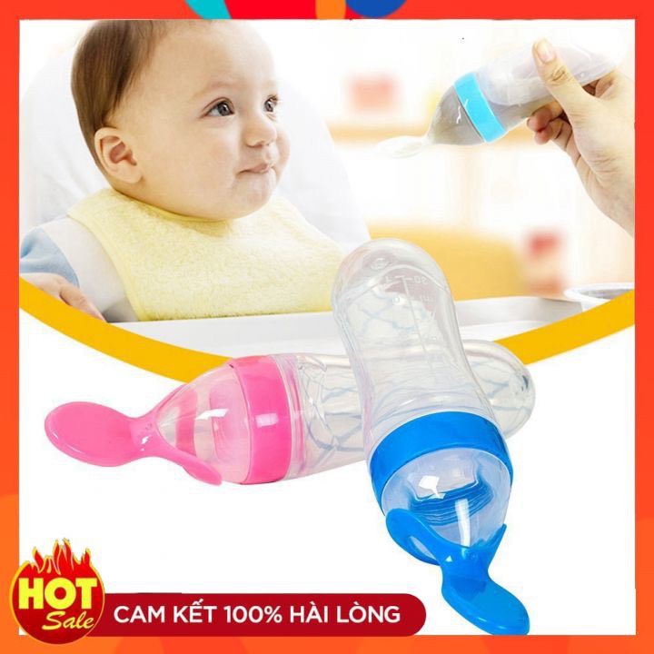 Bình thìa ăn dặm bón cháo, đút bột, uống sữa chất liệu silicon an toàn cho bé - GiaHuy Baby