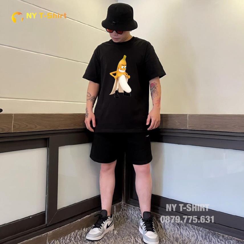 Áo Thun Tay Ngắn Nam Nữ Cotton In Hoạ Tiết Quả Chuối Bựa Size S-3XL Vải Dày Đẹp Form Áo Basic