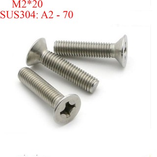 Vít chìm 4 cạnh đầu bằng M2. DIN 965, SUS 304 (100 cái)