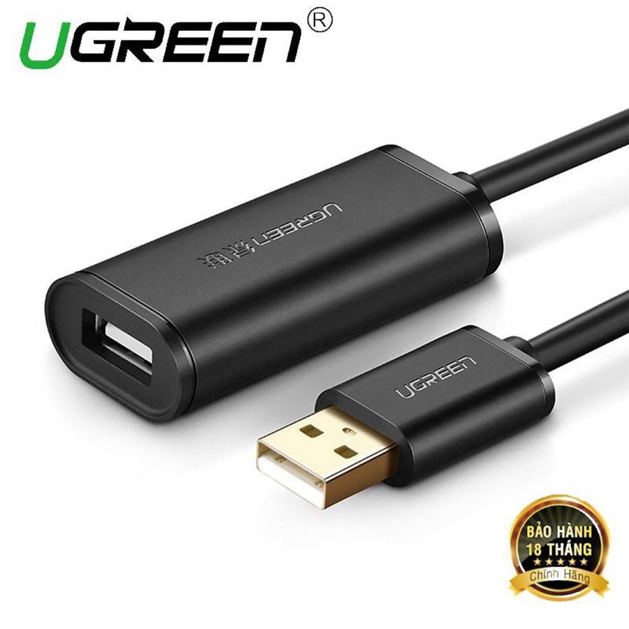 Cáp nối dài USB Ugreen 10319 dài 5m chuẩn USB 2.0 có chíp khuếch đại chính hãng - HapuStore