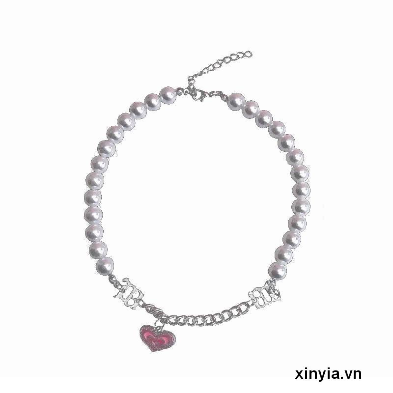 Vòng tay kim loại mặt hình trái tim phong cách hip hop thời trang Hàn Quốc cho nữ