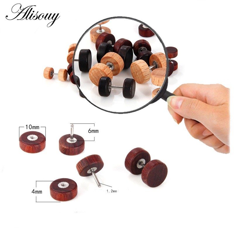 Thời Trang Khuyên Tai Thép Không Gỉ Mặt Gỗ Tự Nhiên Dành Cho Nam Và Nữ