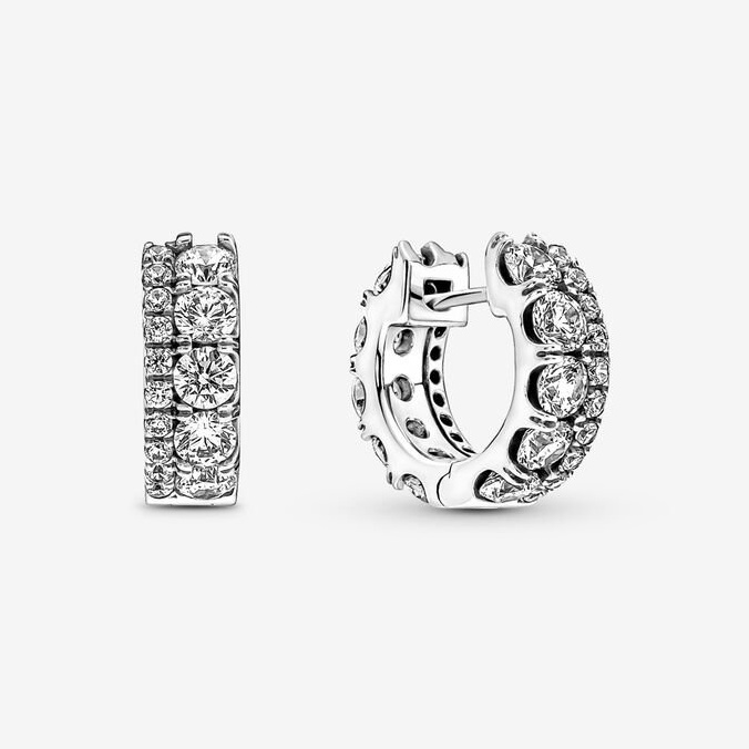 Bông Tai Dạng Vòng Đôi s925 Đính Kim Cương Giả Thanh Lịch Thời Trang Cho Nữ dora