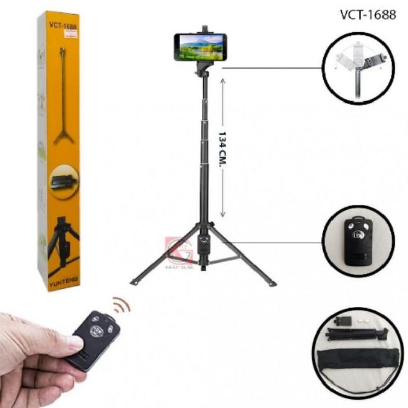 gậy tripod yunteng vct 1688 siêu chắc có remote sạc