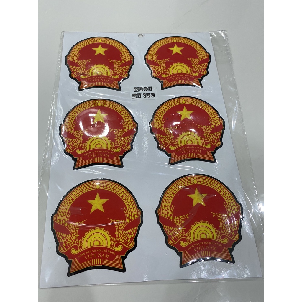Nguyên tấm tem nổi gồm 6 logo quốc huy mẫu lớn ... sắc nét