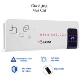 Máy sưởi gốm RAPIDO cảm ứng RCH2000D Điều khiển điện tử, điều khiển từ xa BH chính hãng 12 tháng