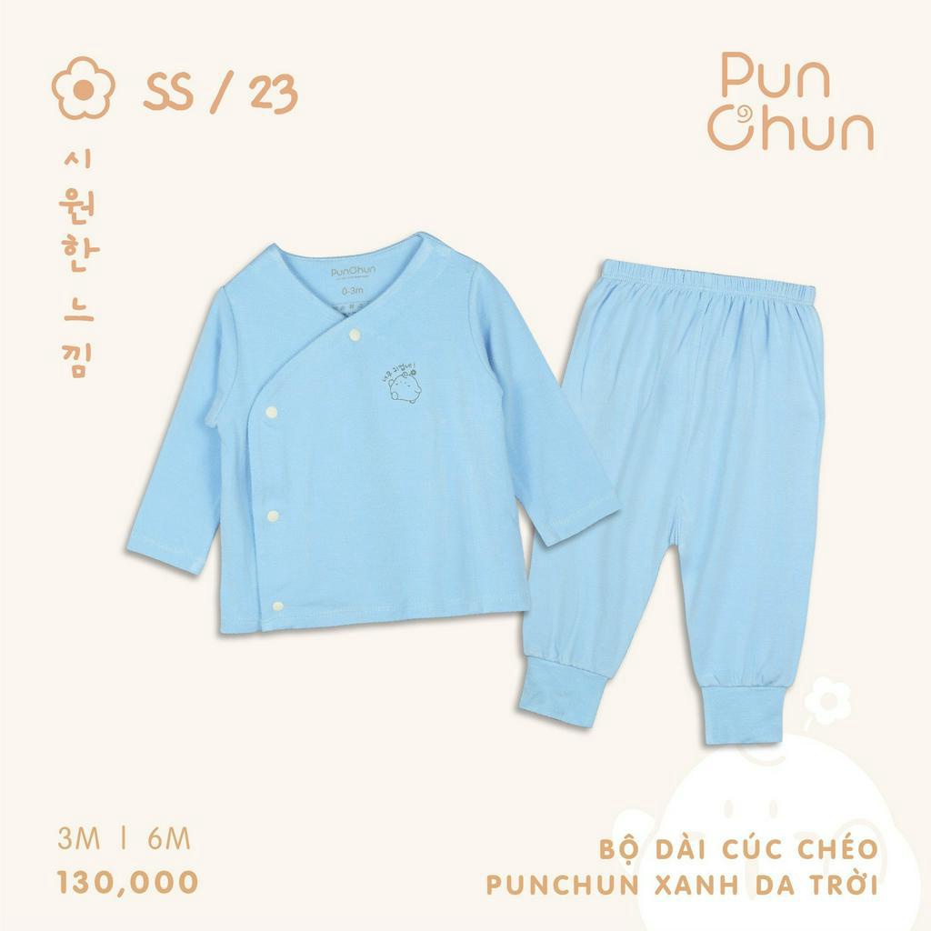 Punchun bộ dài tay cúc chéo dành cho bé sơ sinh từ sơ sinh đến 6 tháng SS2023D03