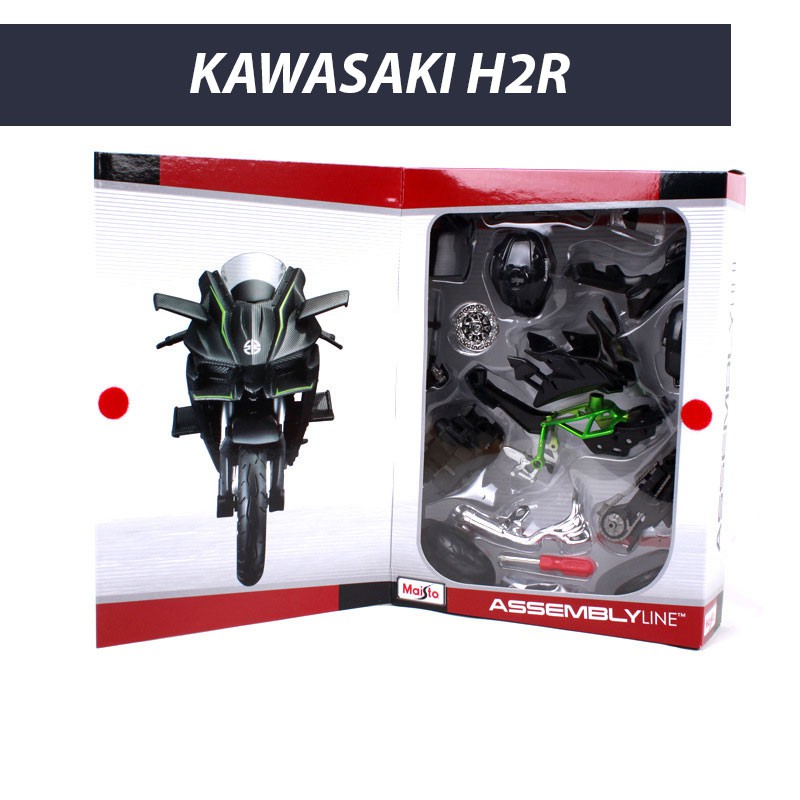 XE MÔ HÌNH LẮP RÁP Moto Huyền Thoại Kawasaki H2R - Maisto tỷ lệ 1:12