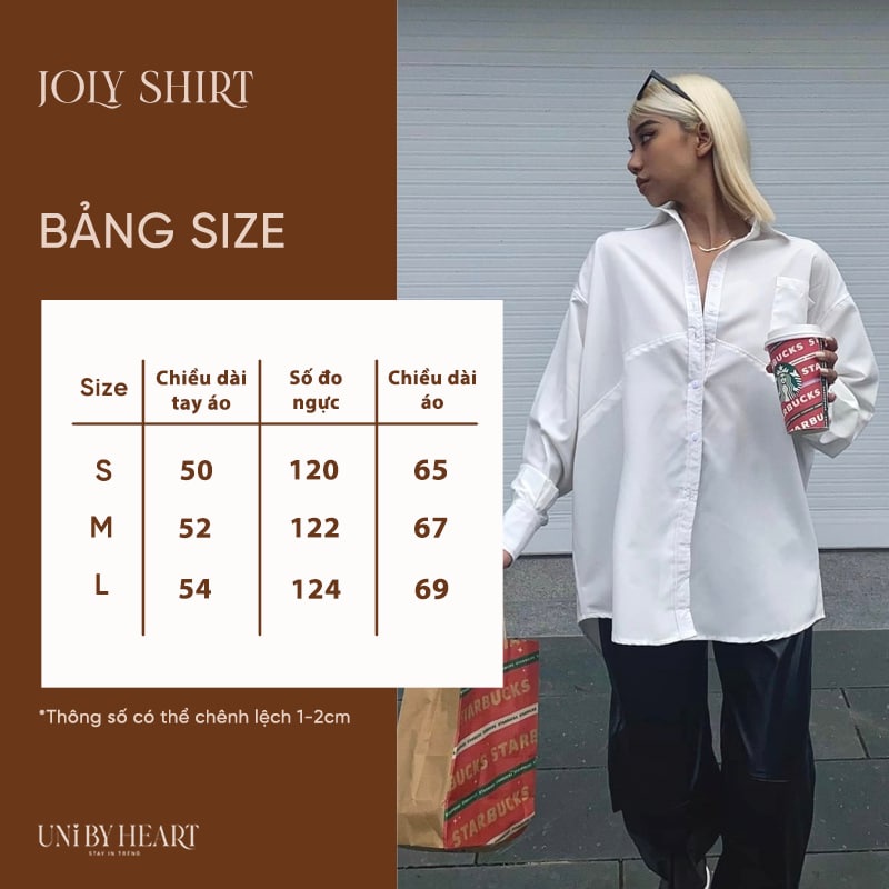 Áo sơ mi oversize trắng Joly Shirt SMI003 dáng rộng trendy, thoải mái dễ phối đồ - Uni By Heart