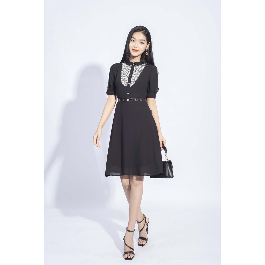 Đầm cộc tay, phối họa tiết MMOutfit M-DA031220052