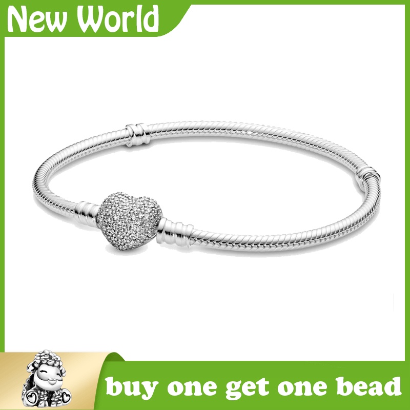 ❄☢♗Hạt Charm Pandora Mạ Bạc 925 Hình Trái Tim Và Logo S925 Dùng Làm Trang Sức Thủ Công DIY