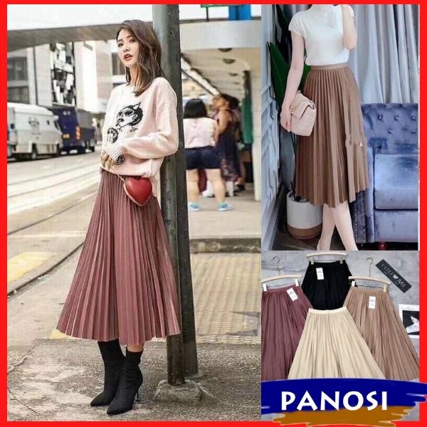 Chân váy dài xếp ly hàng đẹp chất umi cao cấp đon giản trẻ trung CV595