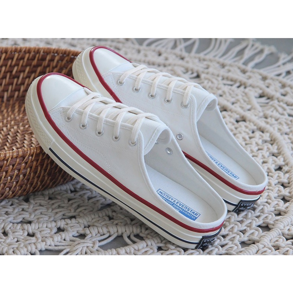 Giày sneaker đạp gót Hollibana Couple Canvas Mule order chính hãng Hàn Quốc