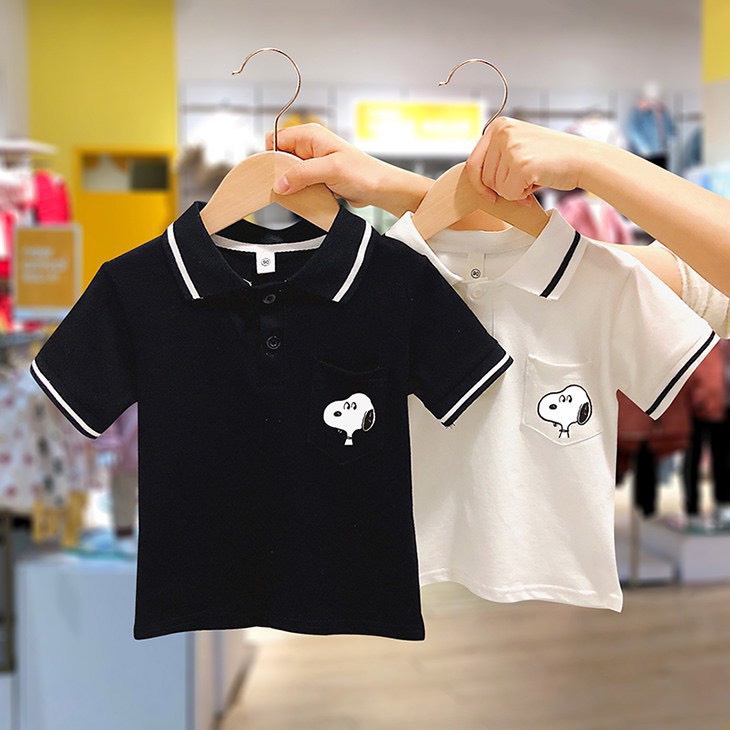 Bộ cộc tay Snoopy áo polo 3 màu phối quần jean cực đẹp cho bé trai bé gái