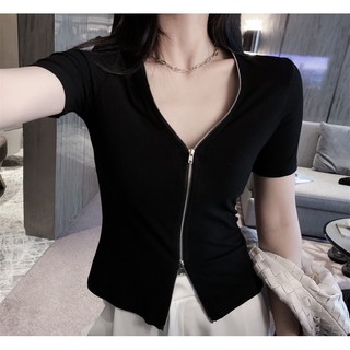 Bigsize Áo khoá kéo cổ V hai đầu 60-80kg