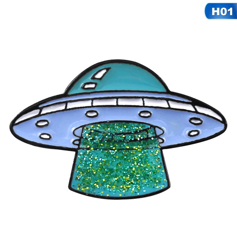 Nuserw Ghim cài áo hình UFO hoạt hình cho trang phục denim