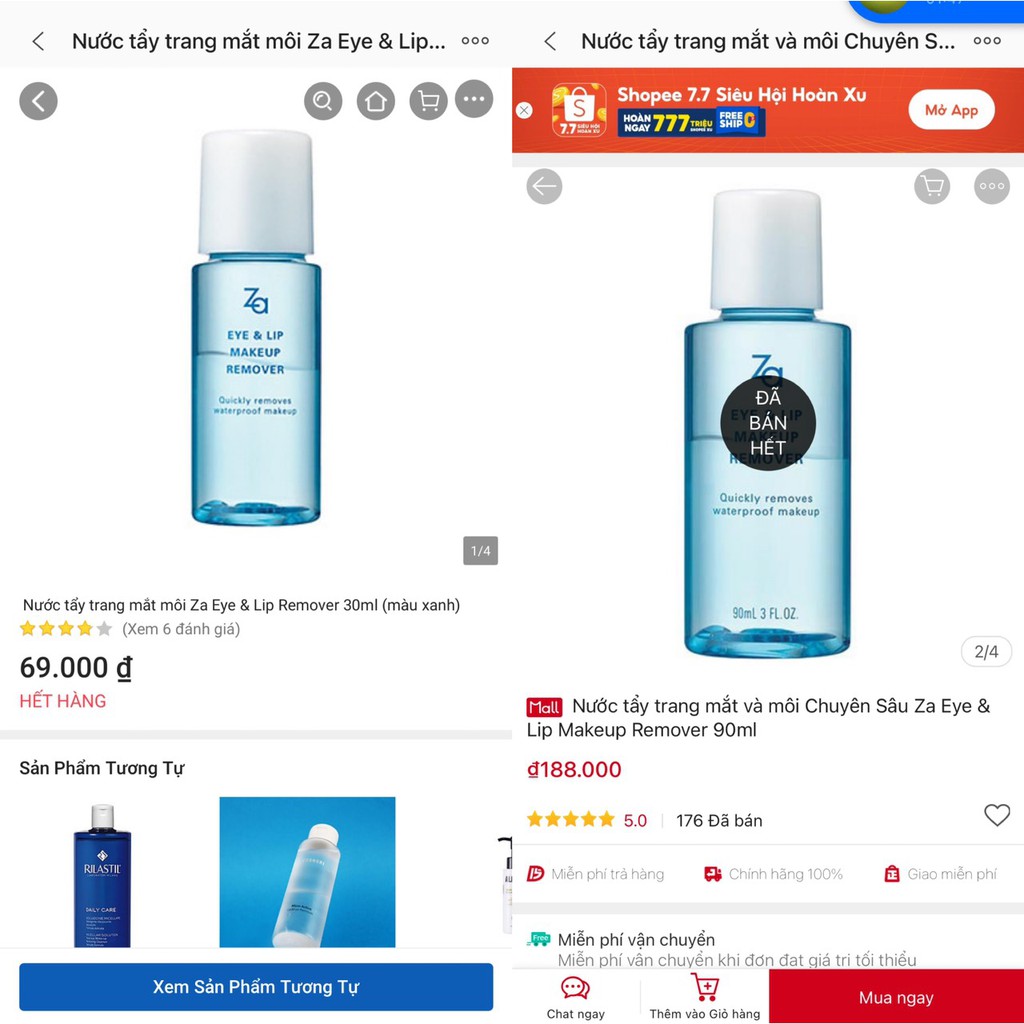 [DATE 6/22] Tẩy trang chuyên dụng mắt môi ZA Eye &amp; Lip Makeup Remover 30ml